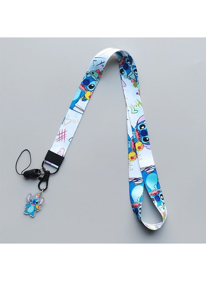 Generic Lilo u0026 Stitch Neck Strap Lanyard ID Credit Card Pass Lanyard,for Mobile Phone And U Disk Neck Strap Keychain Soft Fabric Lanyard,With Protective case(Stitch -Color ②)  - Image 2