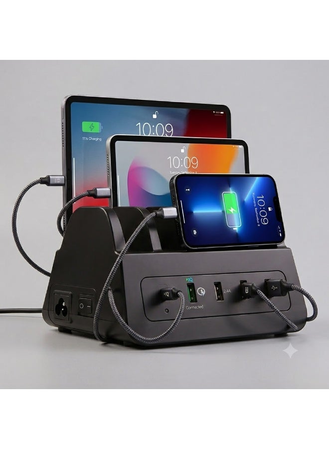ام سي محطة شحن USB متعددة المنافذ MC – منظم بخمسة فتحات للهواتف الذكية والأجهزة اللوحية. - Image 5