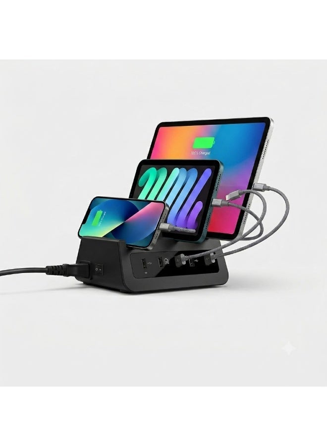 ام سي محطة شحن USB متعددة المنافذ MC – منظم بخمسة فتحات للهواتف الذكية والأجهزة اللوحية. - Image 1