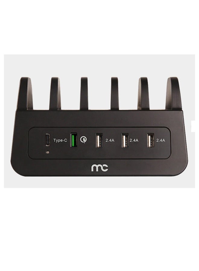 ام سي محطة شحن USB متعددة المنافذ MC – منظم بخمسة فتحات للهواتف الذكية والأجهزة اللوحية. - Image 4