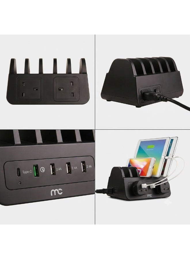 ام سي محطة شحن USB متعددة المنافذ MC – منظم بخمسة فتحات للهواتف الذكية والأجهزة اللوحية. - Image 2