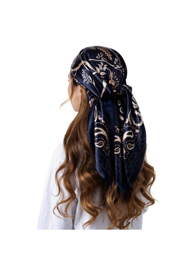PALAY PALAY® Women Satin Scarf 35"x35" Silk Feel Head Scarf for Women & Girls, Lightweight Square Scarf, Stylish Hair Wrap, Soft Pillow Cover, Elegant Jacquard Print, Gift for Ladies - Image 2
