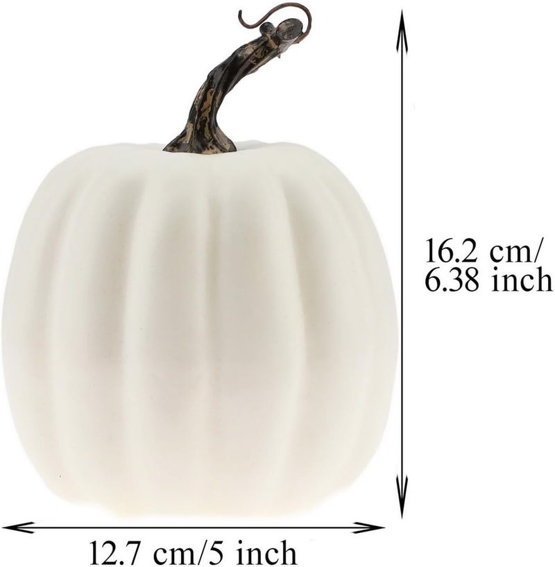 Woration 5 Inch Artificial Fake White Pumpkin Halloween Thanksgiving Cushaw Pumpkin Decoration Faux Vegetable Lifelike Food Model for Autumn Fall Harvest Embellishing & Display - Image 3