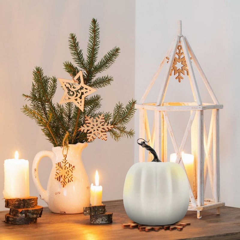 Woration 5 Inch Artificial Fake White Pumpkin Halloween Thanksgiving Cushaw Pumpkin Decoration Faux Vegetable Lifelike Food Model for Autumn Fall Harvest Embellishing & Display - Image 5
