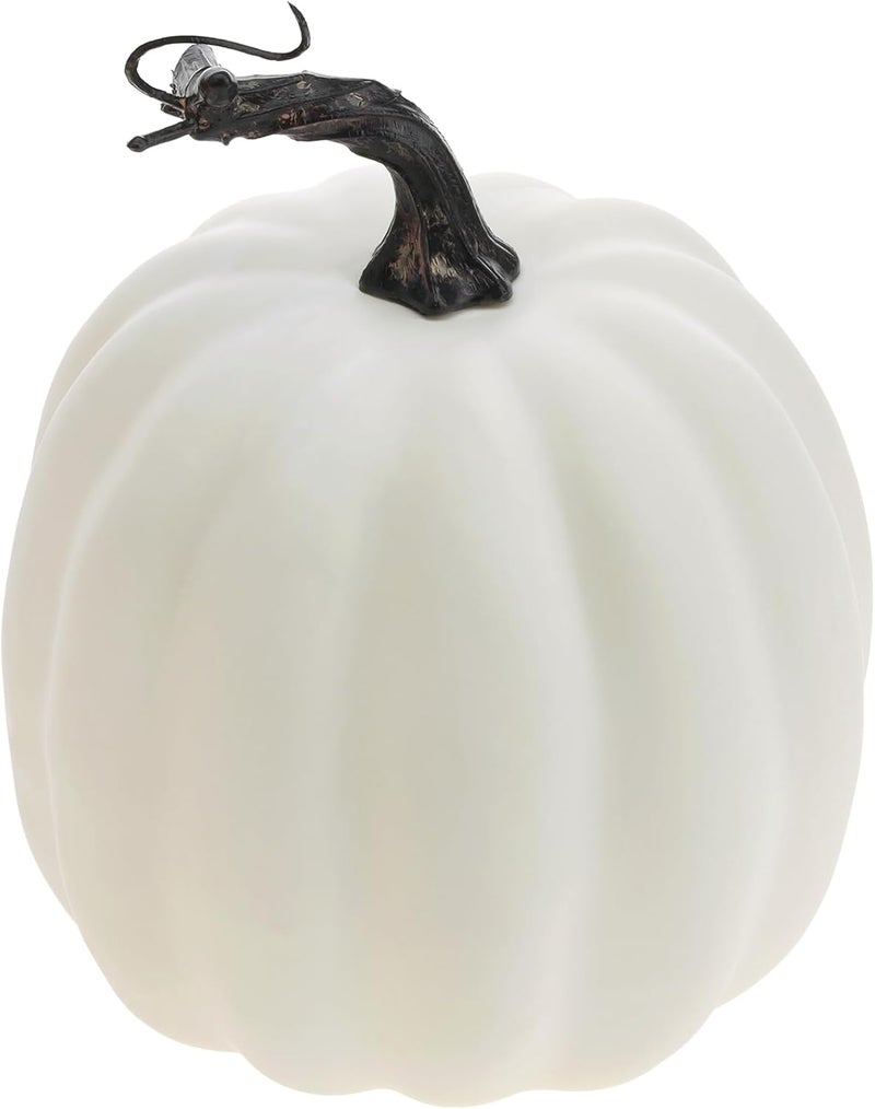 Woration 5 Inch Artificial Fake White Pumpkin Halloween Thanksgiving Cushaw Pumpkin Decoration Faux Vegetable Lifelike Food Model for Autumn Fall Harvest Embellishing & Display - Image 1