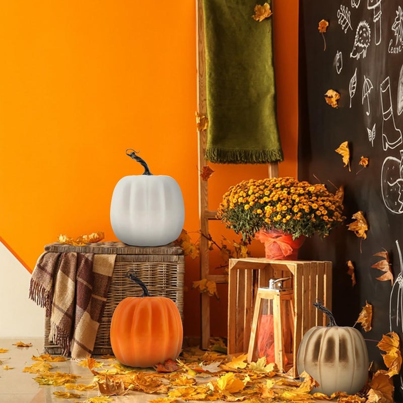 Woration 5 Inch Artificial Fake White Pumpkin Halloween Thanksgiving Cushaw Pumpkin Decoration Faux Vegetable Lifelike Food Model for Autumn Fall Harvest Embellishing & Display - Image 2