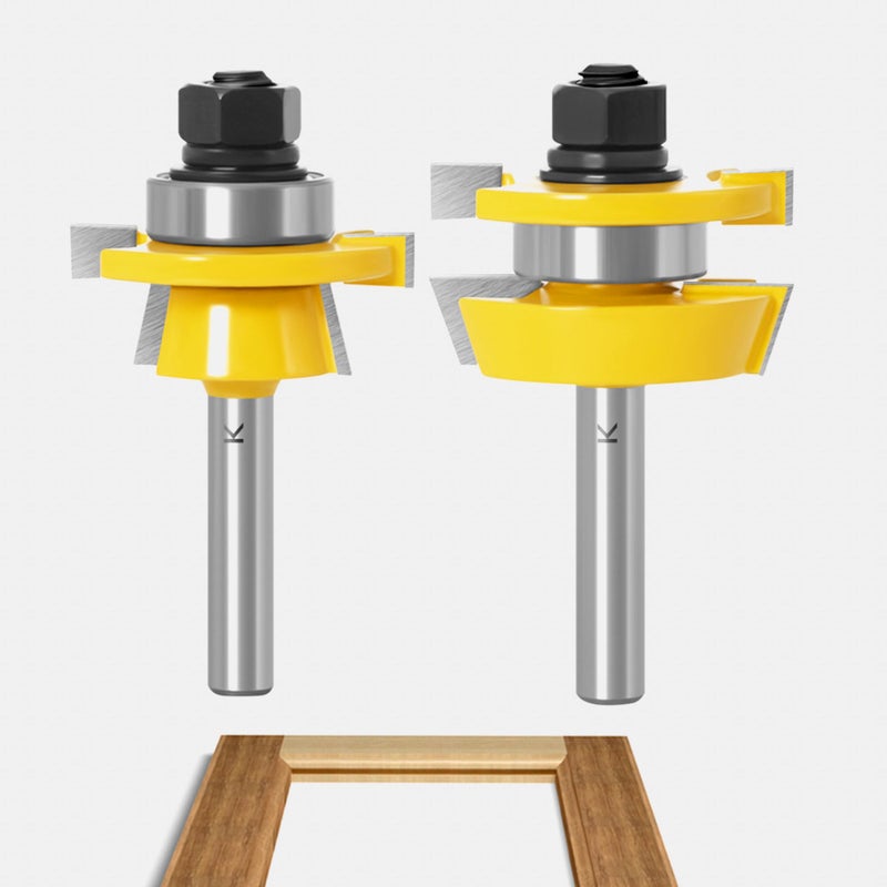 ASNOMY 2Pcs Shaker Rail and Stile Router Bits for Cabinet Door, 1/4 Inch Shank Woodworking Tongue and Groove Router Bit for Cabinet Door - Image 1