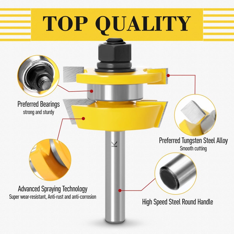 ASNOMY 2Pcs Shaker Rail and Stile Router Bits for Cabinet Door, 1/4 Inch Shank Woodworking Tongue and Groove Router Bit for Cabinet Door - Image 3