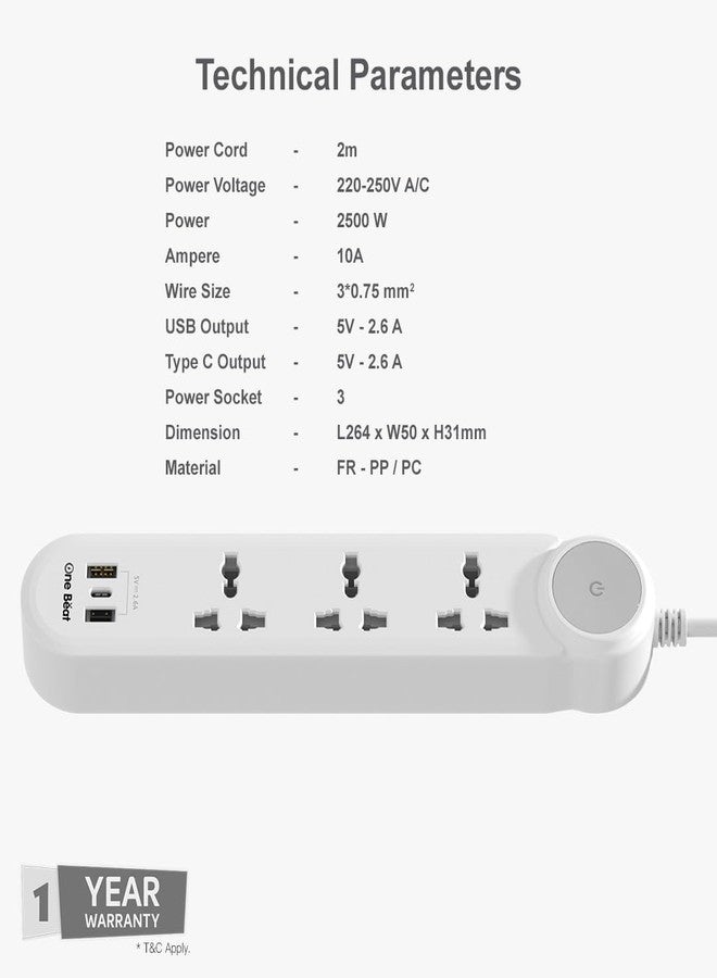 One Beat Universal Sockets and USB Charging Ports with Indicatori Plug Socket (GO 3+) - Image 3