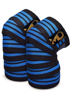 MD Knee Support Wraps for Weightlifting, Fitness & Gym Workouts 2Pcs, Blue  - Image 1