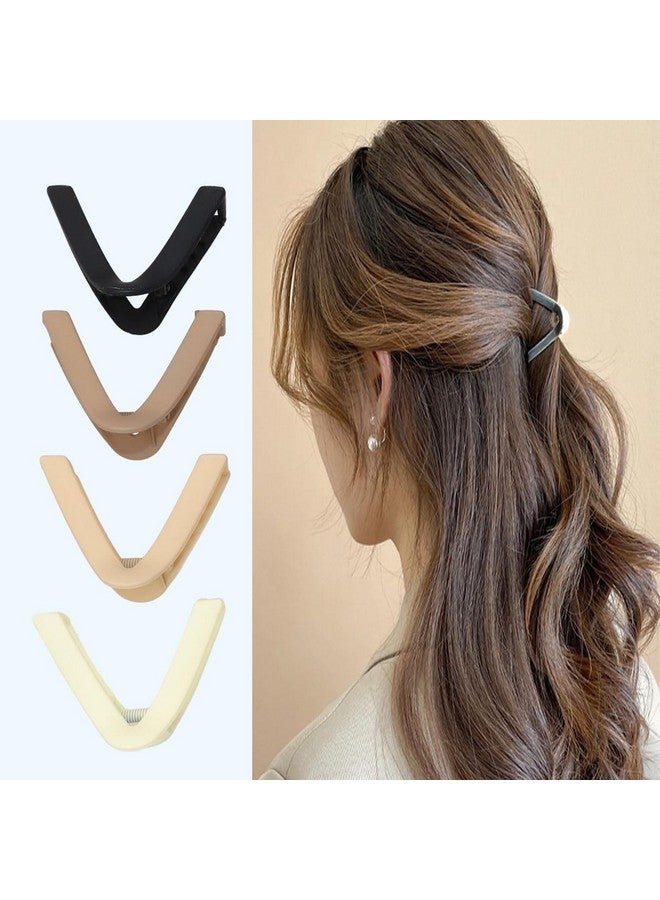 Plenteous Small Hair Claw Clips for High Ponytail 3 pcs Shark Hair Clips for Women Girls Geometric V-Shaped Triangle Hairpin Fashion High Ponytail Hair Accessories for Gifts (Multi Color) - Image 1