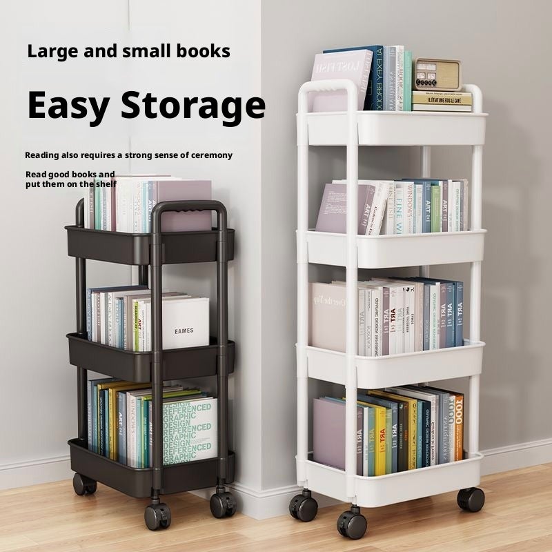 Multi-layer Plastic Storage Cart on Wheels for Kitchen Bathroom - Image 4