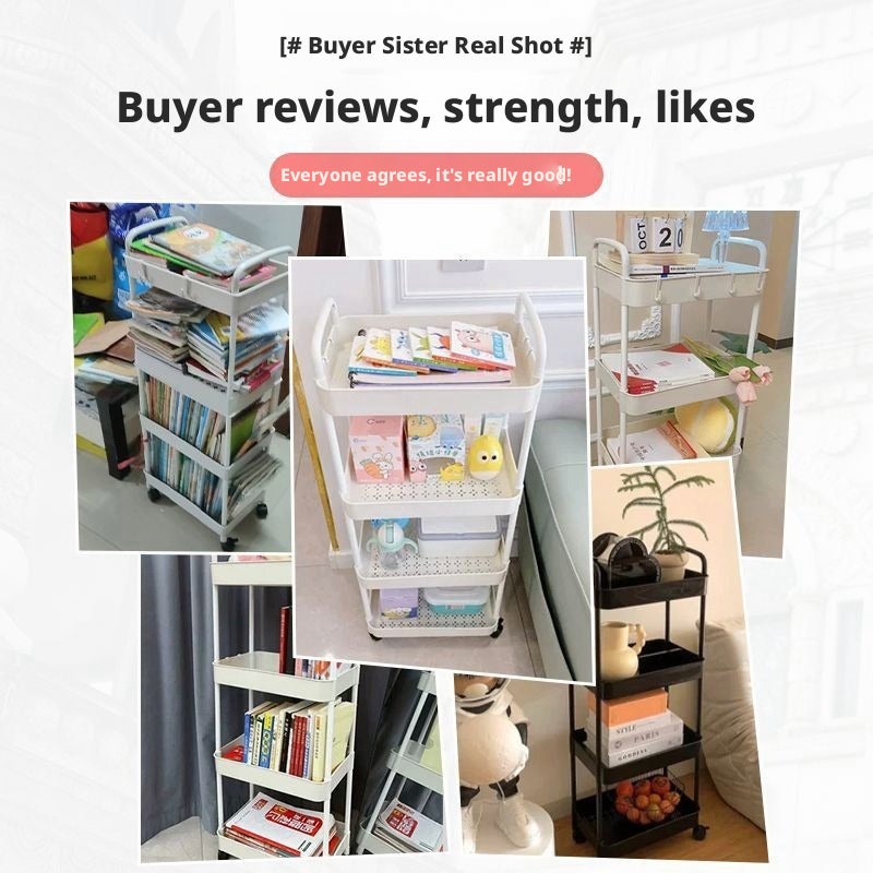 Multi-layer Plastic Storage Cart on Wheels for Kitchen Bathroom - Image 2
