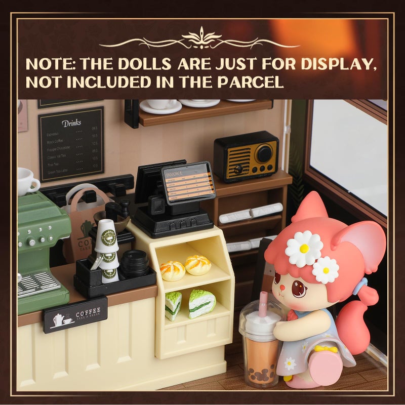 EP EXERCISE N PLAY Coffee Shop Mini Model Kits with LED, Make It Miniature Cafe Store, DIY Miniature House Kit for Adults Teens and Beginners to Build, Mini Dollhouse Kits, Gift for Friends and Hobbies - Image 5