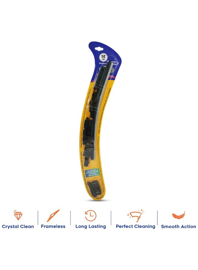 Vision X VisionX WR10153i014 14 Inch Universal Flat Wiper Blade for All Cars - Frameless, Streak-Free, Silent, Long Lasting Rubber Wiper with 10 Adapters for Easy Install & All Weather Clear Visibility - Image 4