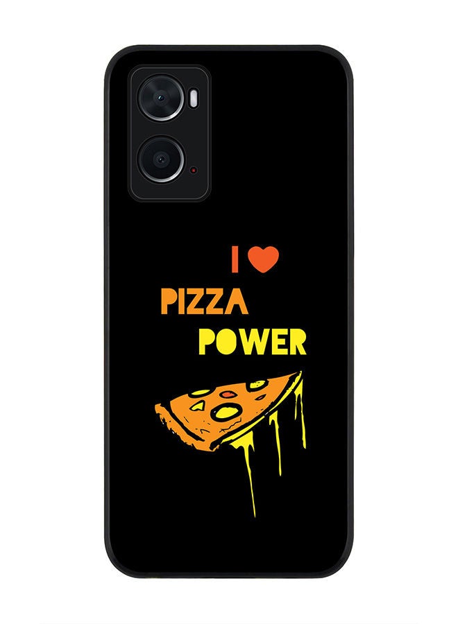 Stylizedd Rugged Black edge case for Oppo A96 4G/A36/A76 Slim fit Soft Case Flexible Rubber Edges Anti Drop TPU Gel Thin Cover - I Love Pizza (Black) - Image 1