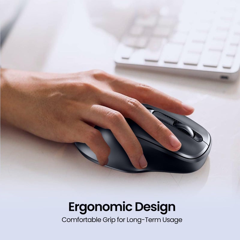 Portronics فأرة تواد 7 اللاسلكية، بلوتوث 5.3V و 2.4 GHz لاسلكية، حساسية قابلة للتعديل تصل إلى 3200 DPI، بطارية مدمجة قابلة لإعادة الشحن (أسود) - Image 5