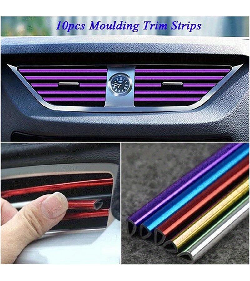 Blue Car Air Conditioner Outlet Trim Strip Universal U Shape Decor - Image 1