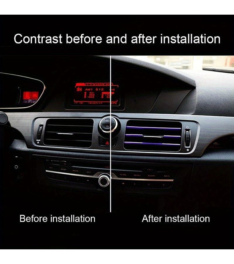 Blue Car Air Conditioner Outlet Trim Strip Universal U Shape Decor - Image 3