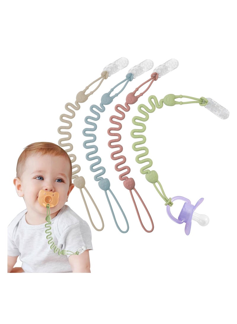 Generic - 4 Pack Pacifier Clips Silicone Pacifier Holder with One-Piece Beads for Baby Boys and Girls Teething and Newborns Applies to Car Seat Toy Teether Toy High Chair Stroller Accessories - Image 1