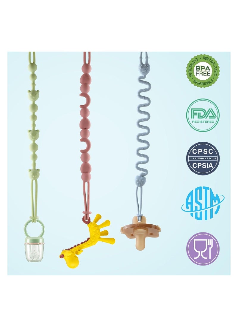 Generic - 4 Pack Pacifier Clips Silicone Pacifier Holder with One-Piece Beads for Baby Boys and Girls Teething and Newborns Applies to Car Seat Toy Teether Toy High Chair Stroller Accessories - Image 1