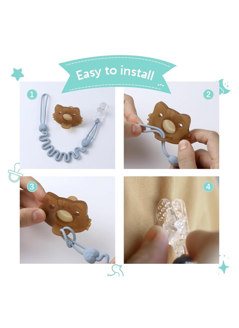 Generic - 4 Pack Pacifier Clips Silicone Pacifier Holder with One-Piece Beads for Baby Boys and Girls Teething and Newborns Applies to Car Seat Toy Teether Toy High Chair Stroller Accessories - Image 1