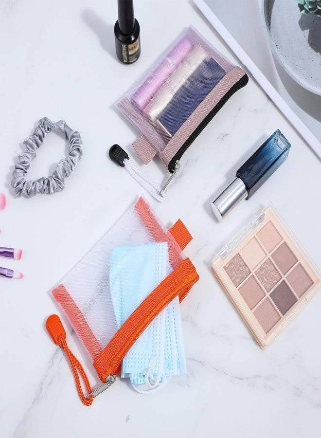 oruola مجموعة أورولا من 9 حقائب شبكية صغيرة بسحاب، حقائب صغيرة شبكية بسحاب، منظم مكياج من النايلون، 4.1 × 3 بوصة، حقيبة مستحضرات تجميل محمولة للسفر، محفظة نقود لتخزين الأغراض الصغيرة وبطاقات الائتمان والمفاتيح وأحمر الشفاه - Image 4