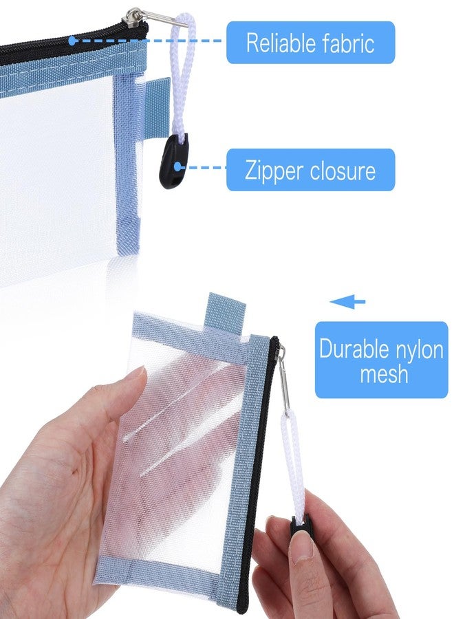 oruola مجموعة أورولا من 9 حقائب شبكية صغيرة بسحاب، حقائب صغيرة شبكية بسحاب، منظم مكياج من النايلون، 4.1 × 3 بوصة، حقيبة مستحضرات تجميل محمولة للسفر، محفظة نقود لتخزين الأغراض الصغيرة وبطاقات الائتمان والمفاتيح وأحمر الشفاه - Image 5