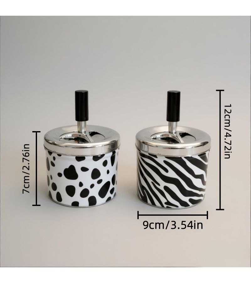 Zebra Vintage Press And Rotate Sealed Lid Ashtray Dustproof Decorative - Image 2