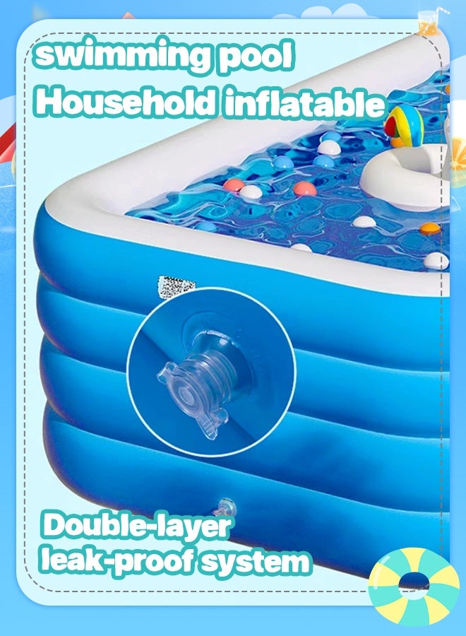 Generic Inflatable Swimming Pool 210x140x60cm【Air Pump Included】- Large Thickened Backyard Family Pool for Adults/Kids | Summer Party & Durable Quick-Setup  - Image 5