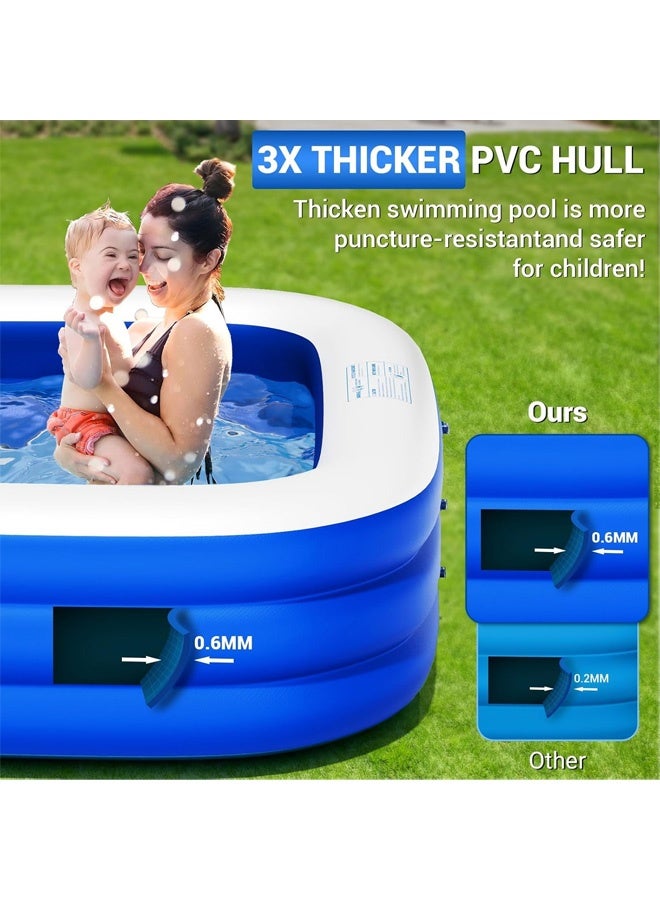 مسبح اطفال كبير قابل للنفخ (مرفق بمضخة هواء) - مسبح كبير مُعزز للحديقة للعائلة (للأطفال والكبار) | (210x140x60سم) | مرح ومرح المياه وحفلات الصيف واللعب في الخارج - Image 3