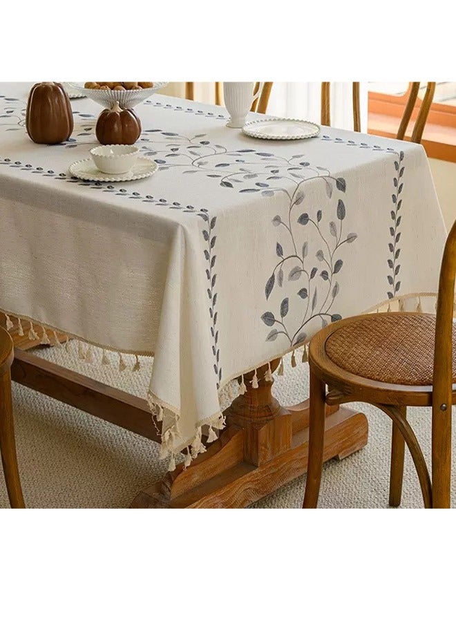 Lace Tassel Detail Tablecloth Beige/White 100x160cm  - Image 3