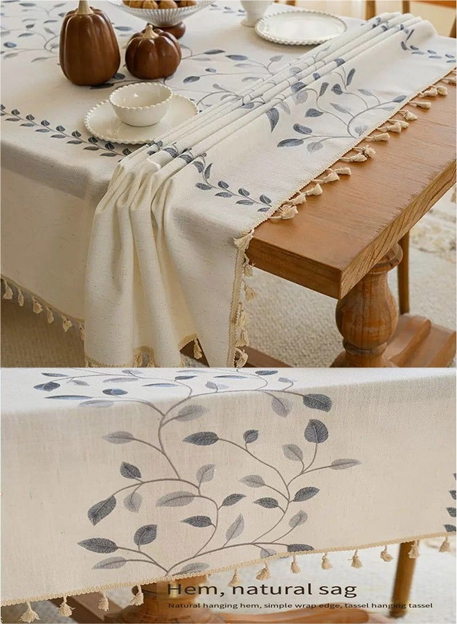 Lace Tassel Detail Tablecloth Beige/White 100x160cm  - Image 4
