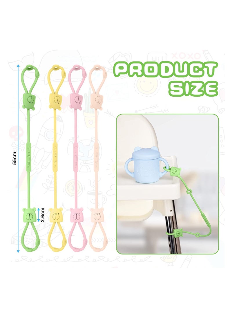 SYOSI - 4pcs Toy Safety Straps Silicone Adjustable Baby Pacifier Teether Straps Toddler Toy Bottle Harness Straps for Strollers High Chair Cribs Bags BPA Free Multi Colors - Image 1