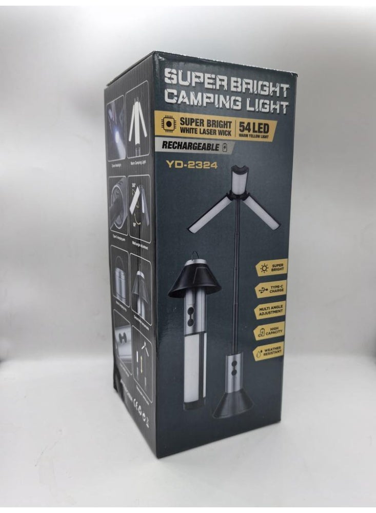 مصباح تخييم قابل للطي، فانوس تلسكوبي محمول قابل لإعادة الشحن، مصباح LED للعمل في الهواء الطلق مع قاعدة حامل قابل لإعادة الشحن بقوة 3000 مللي أمبير/ساعة للتخييم والمشي لمسافات طويلة والطوارئ المنزلية - Image 5