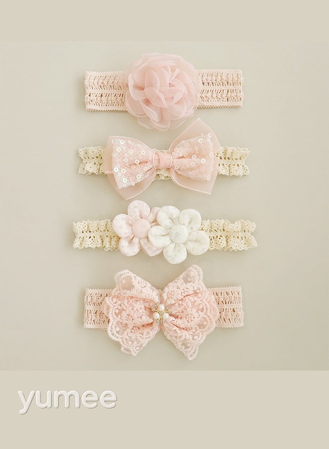 yumee 8-Piece Baby Girls Headband Stretchy - Soft Headband with Flower and Bow Tie,  Cute Princess Hairband, Hair Accessories - Image 3