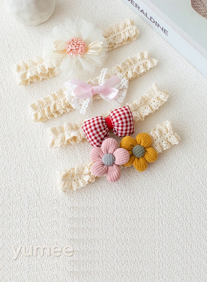 yumee 8-Piece Baby Girls Headband Stretchy - Soft Headband with Flower and Bow Tie,  Cute Princess Hairband, Hair Accessories - Image 2
