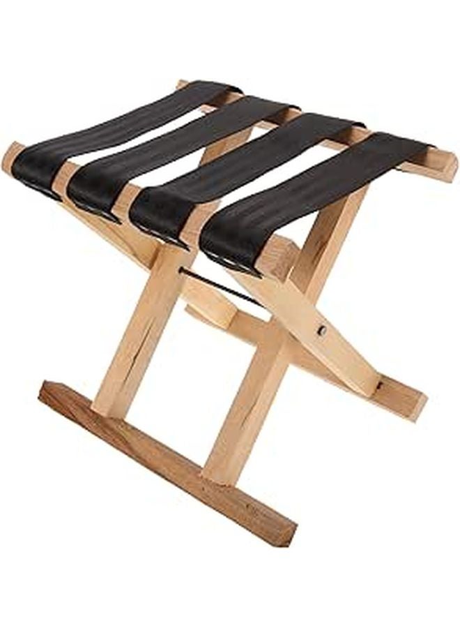 Portable Folding Camp Stool 28cm Height Wooden Outdoor Fishing Chair For Hiking Camping - Image 1
