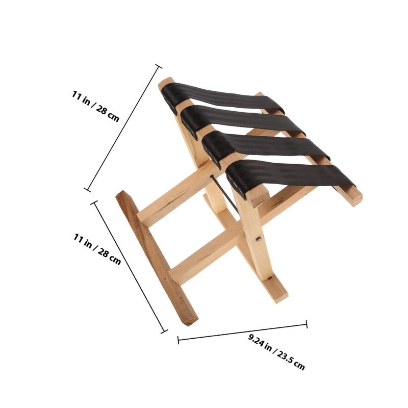 Portable Folding Camp Stool 28cm Height Wooden Outdoor Fishing Chair For Hiking Camping - Image 4