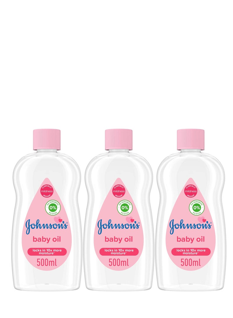 Johnson's Pack Of 3 Baby Oil 500ml - Image 1