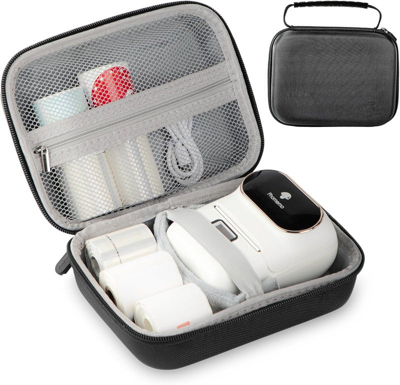 phomemo Printer Case Hard Carry Case Compatible With D30/T02/M110/M220/M221/M02 Label Printer, Label Maker Storage Holder - Black - Image 1
