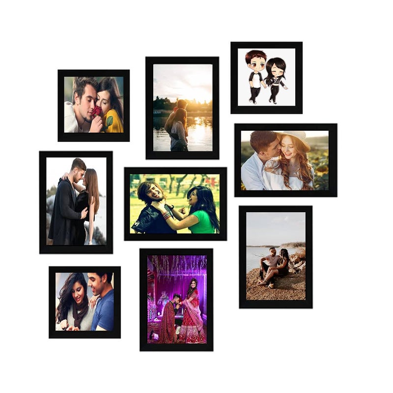 VUF Black wall photo frame set of 09 06 pcs 5x7 3pcs 5x5 each
