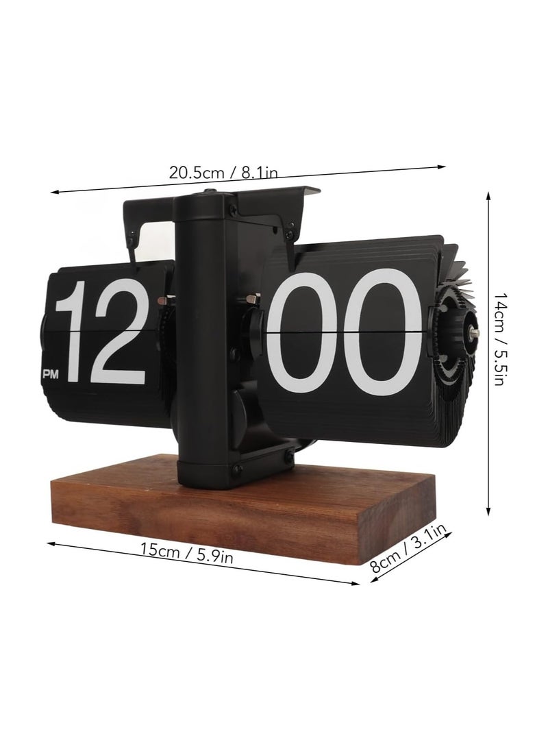 Vintage Finds Retro Flip Down Desk Clock - Mechanical Digital Display, Gear Operated Vintage Design - Sleek Black Walnut Base, Perfect for Home or Office Decor  - Image 4
