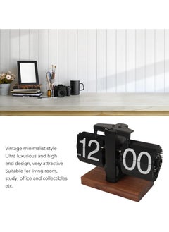 Vintage Finds Retro Flip Down Desk Clock - Mechanical Digital Display, Gear Operated Vintage Design - Sleek Black Walnut Base, Perfect for Home or Office Decor  - Image 5