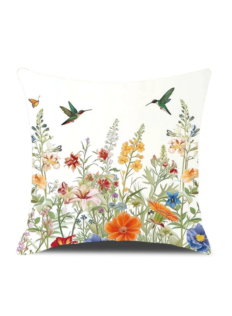 Pillow Covers Set of 4, Throw Pillow Cover, Decorative Birds and Plant Cushion Covers 45cm x 45cm,For Living Room Sofa Couch Bed Pillowcases 18x18 inches（Double sided pattern） - Image 2