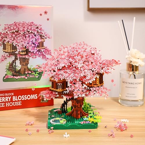 NEWABWN Cherry Blossom Bonsai Tree Mini Micro Building Set, Japanese Sakura Tree House Model Sets for Adults, Flowers House Mini Bricks Building Kit, Creative Gift Toys for Teens 14 (2028PCS) - Image 5