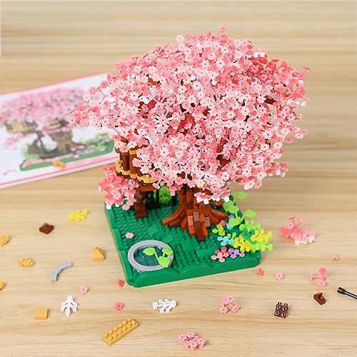 NEWABWN Cherry Blossom Bonsai Tree Mini Micro Building Set, Japanese Sakura Tree House Model Sets for Adults, Flowers House Mini Bricks Building Kit, Creative Gift Toys for Teens 14 (2028PCS) - Image 4