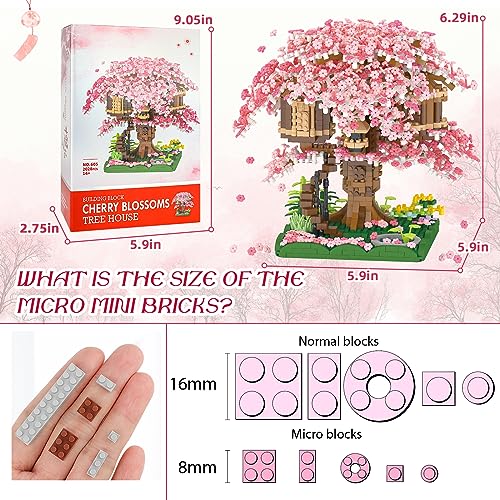 NEWABWN Cherry Blossom Bonsai Tree Mini Micro Building Set, Japanese Sakura Tree House Model Sets for Adults, Flowers House Mini Bricks Building Kit, Creative Gift Toys for Teens 14 (2028PCS) - Image 2