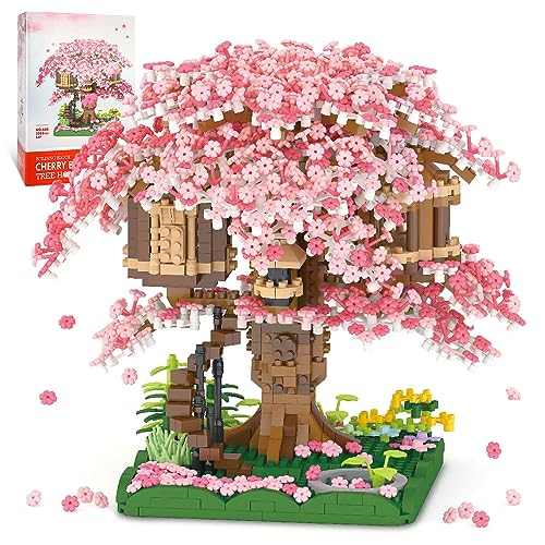 NEWABWN Cherry Blossom Bonsai Tree Mini Micro Building Set, Japanese Sakura Tree House Model Sets for Adults, Flowers House Mini Bricks Building Kit, Creative Gift Toys for Teens 14 (2028PCS) - Image 1