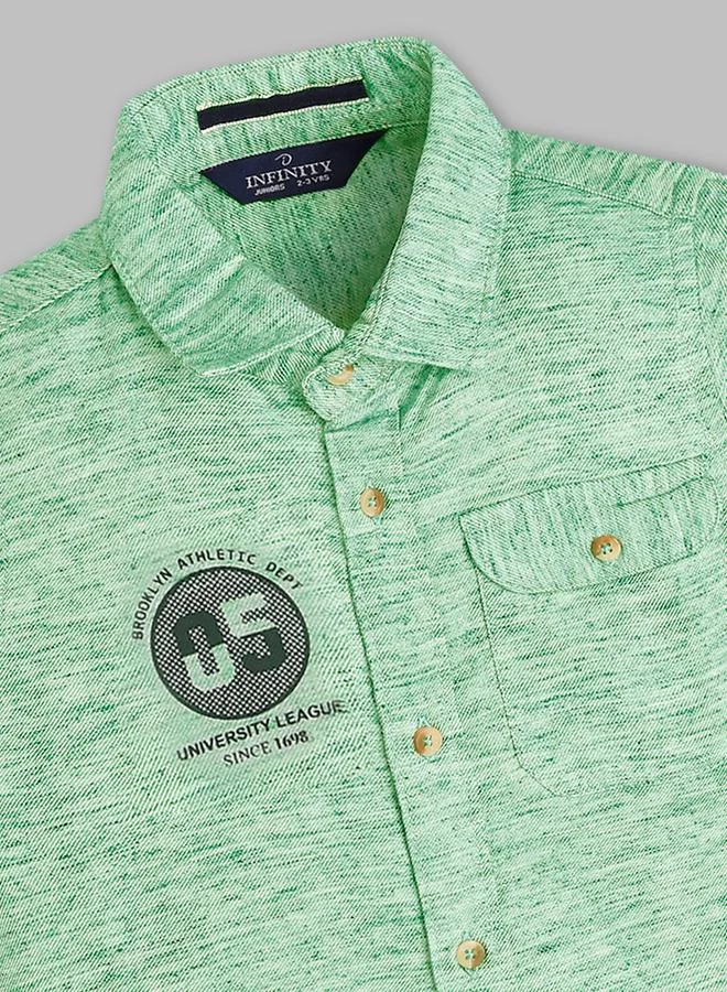 Infinity Kids Light Green Cotton Short Sleeve Shirt